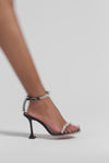Gigi Sandal 95 Black Satin And White Crystals
