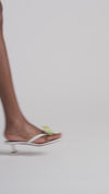 Vittoria Thong Slipper 45 White Nappa And Enamel Flower