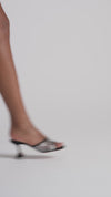 Lupita Crystal Net Slipper 70 Black Suede And White Crystals