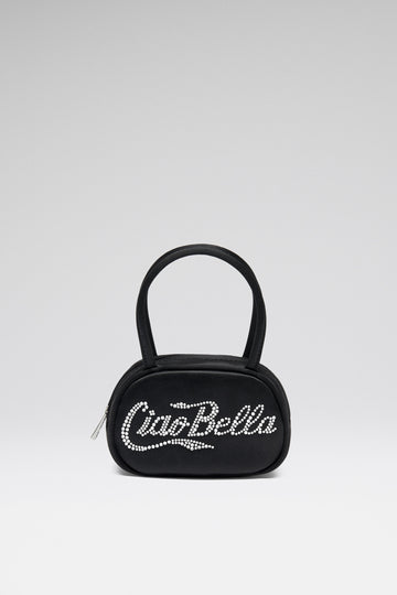 Superamini Bella Bag Black Satin And White Crystals
