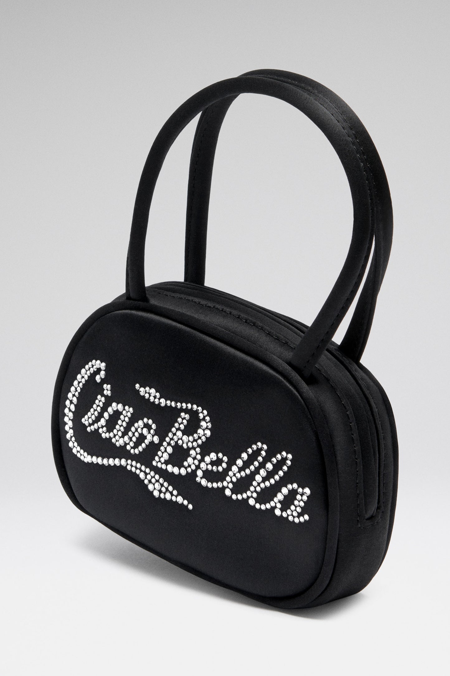 Superamini Bella Bag Black Satin And White Crystals