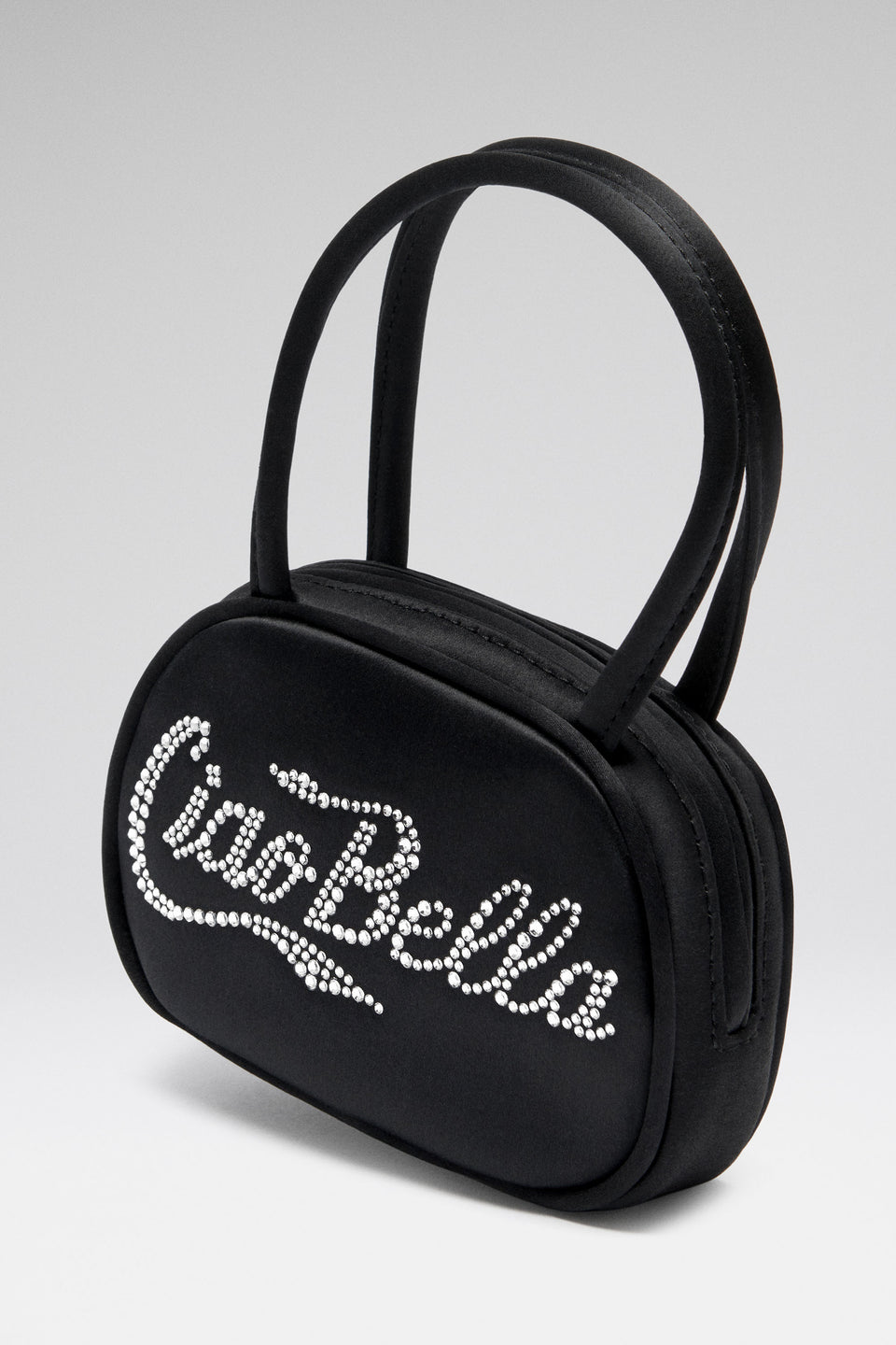 Superamini Bella Bag Black Satin And White Crystals
