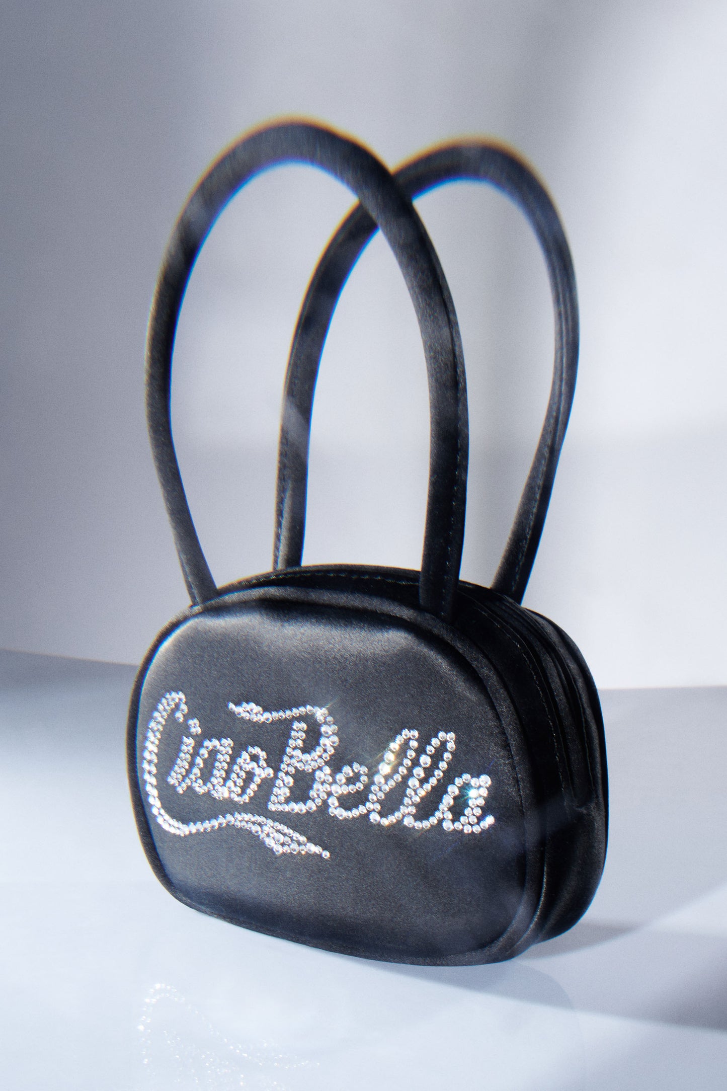 Superamini Bella Bag Black Satin And White Crystals