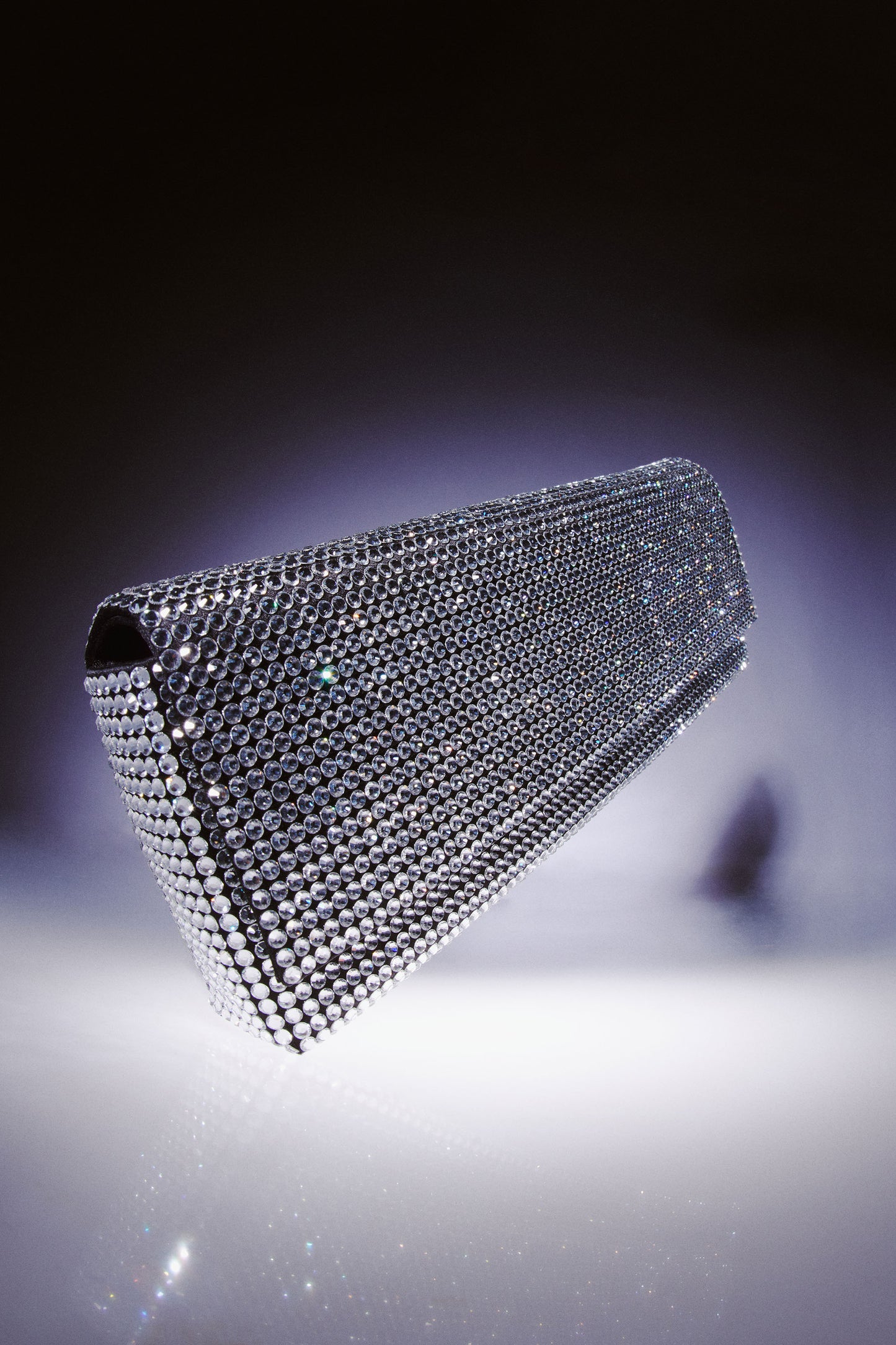 Paloma Clutch Black Satin And White Crystals