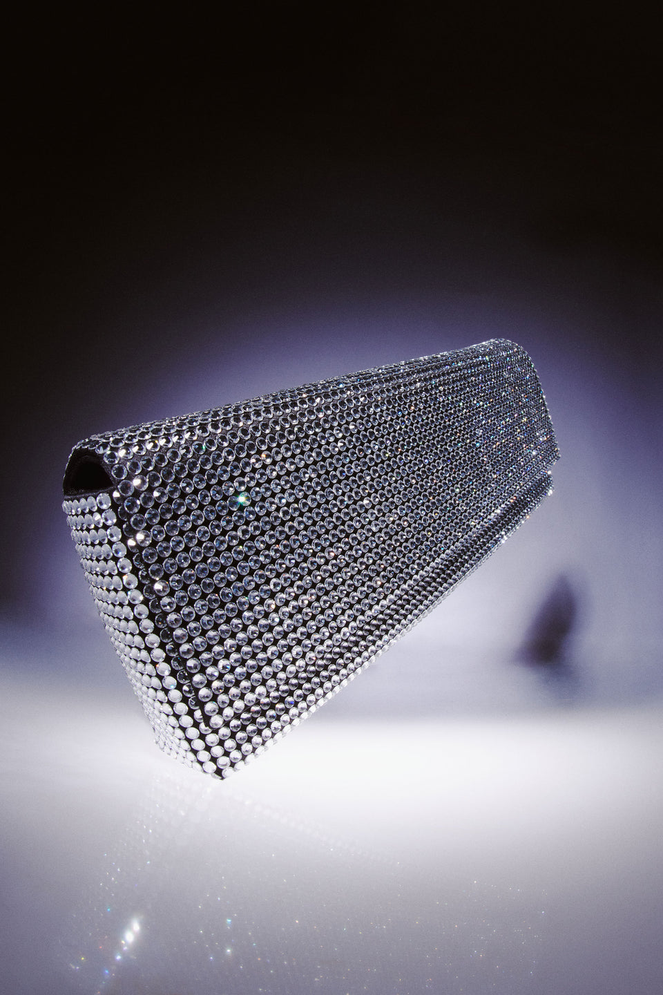 Paloma Clutch Black Satin And White Crystals