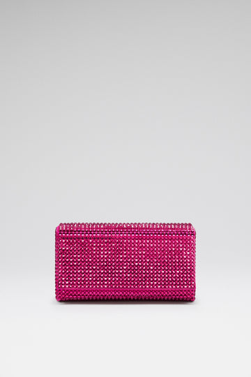 Superamini Paloma Clutch Ruby Satin And Crystals