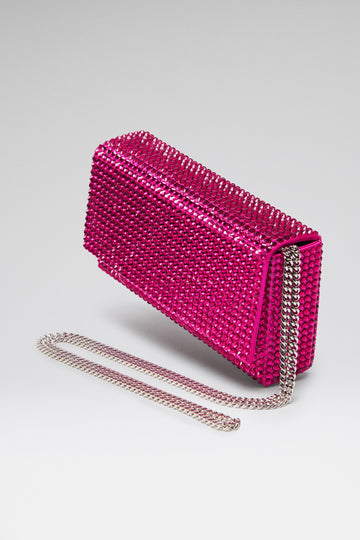 Superamini Paloma Clutch Ruby Satin And Crystals