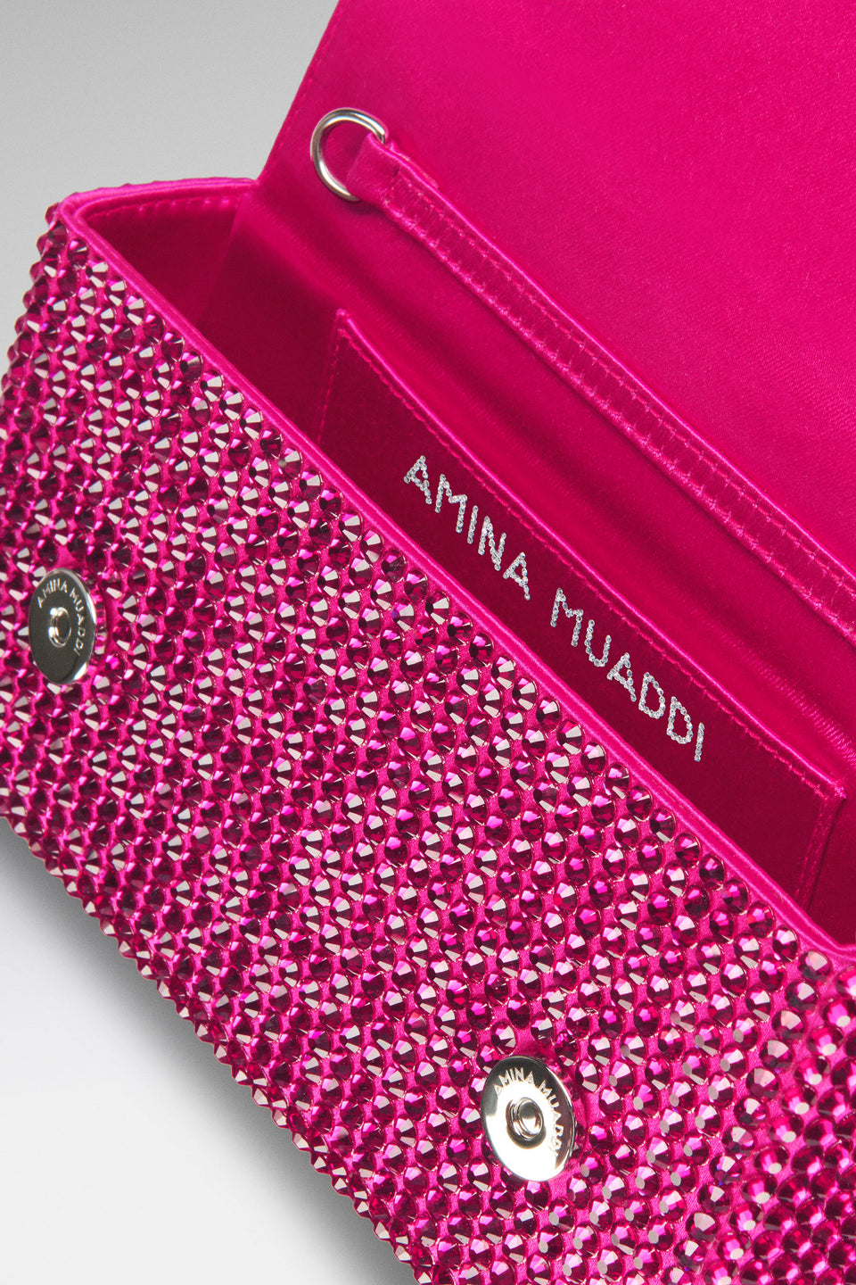 Superamini Paloma Clutch Ruby Satin And Crystals
