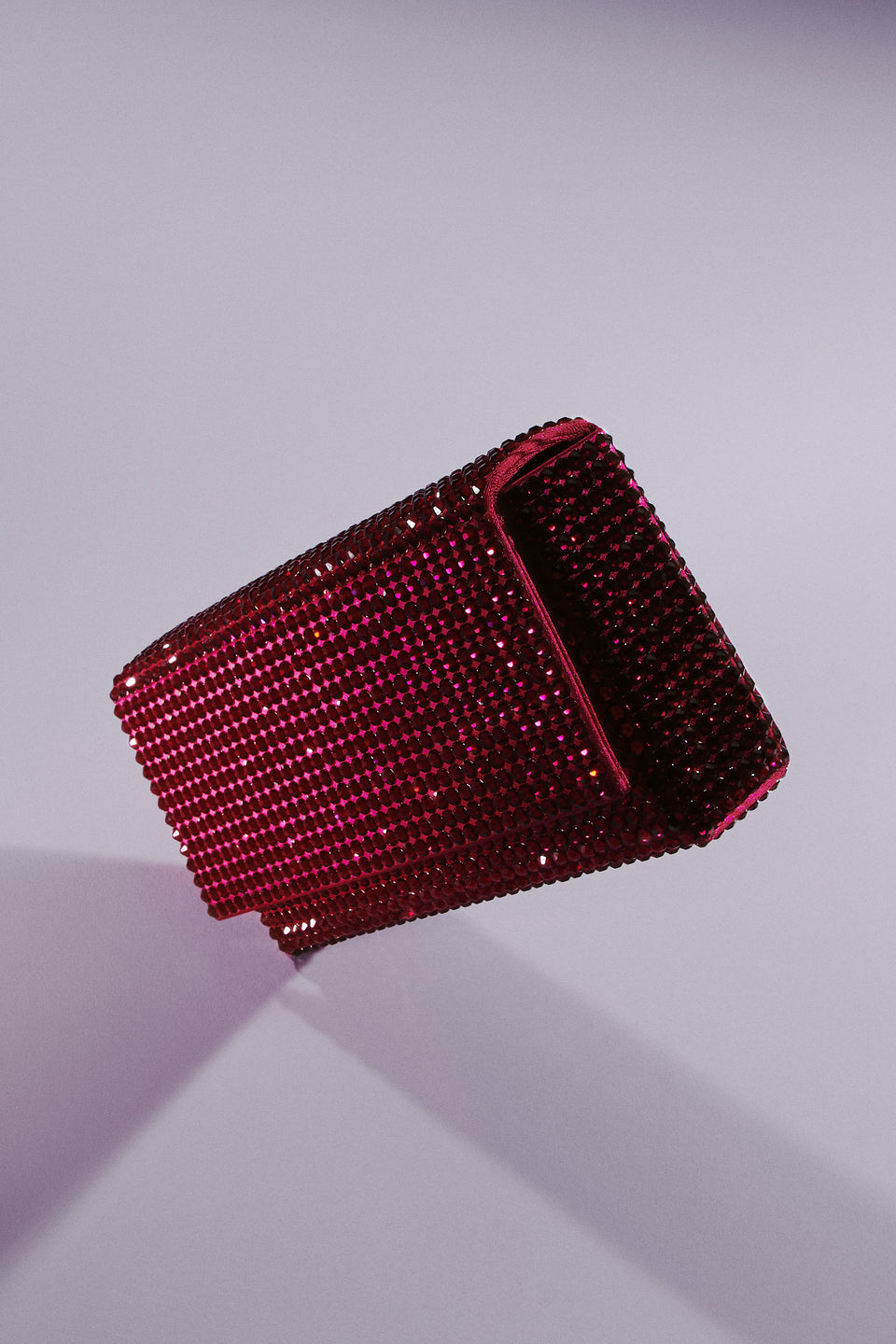 Superamini Paloma Clutch Ruby Satin And Crystals