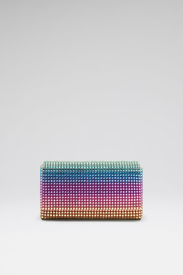 Superamini Paloma Clutch Lilac Satin And Unicorn Rainbow Crystals