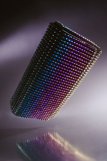 Superamini Paloma Clutch Lilac Satin And Unicorn Rainbow Crystals