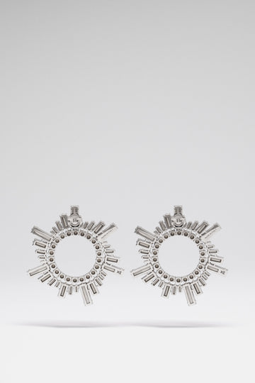 Begum Earrings Emerald Green Crystals With Silver Base