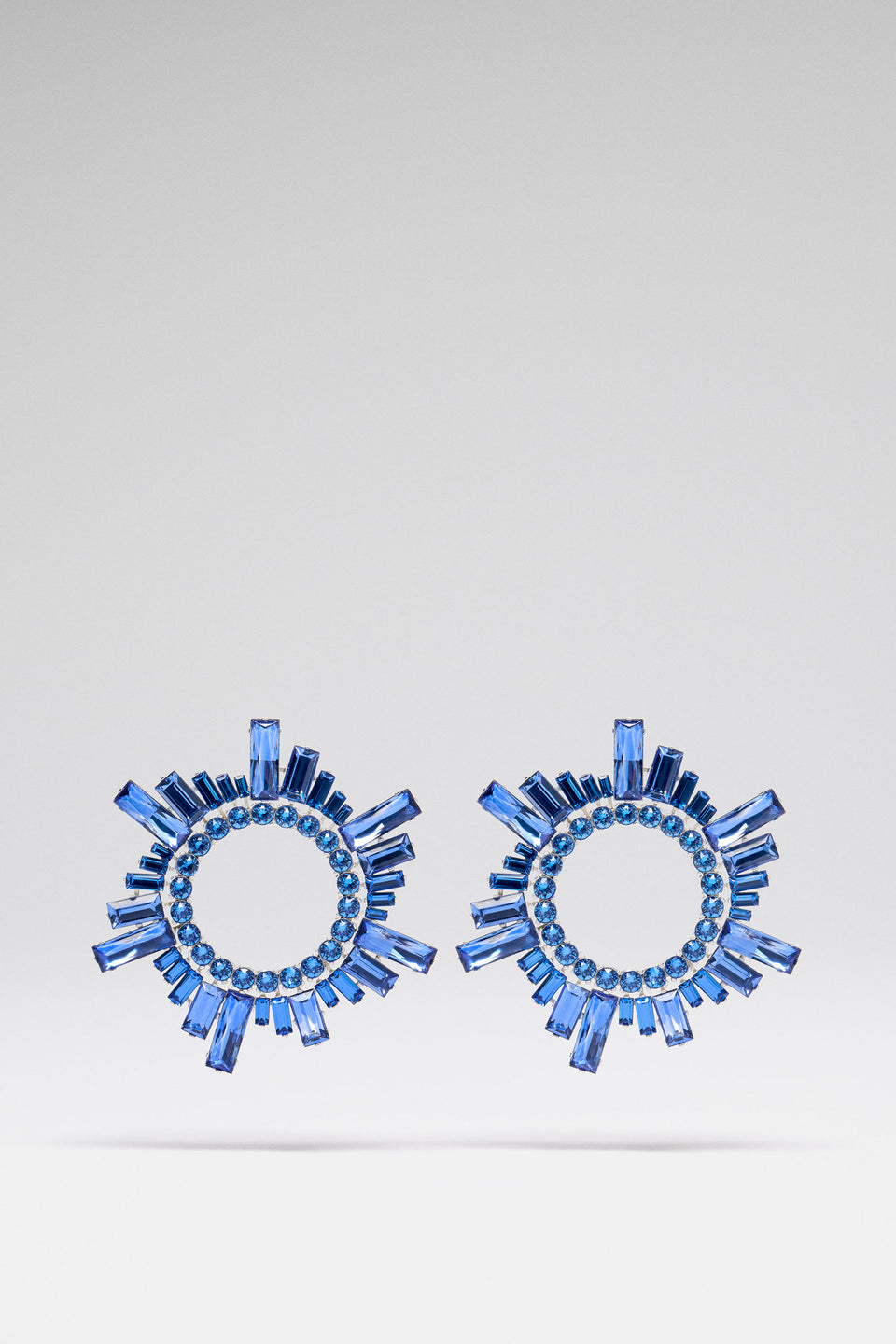 Begum Earrings Sapphire Crystals With Silver Base