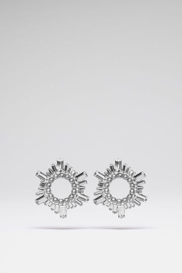 Begum Earrings Mini White Crystals With Silver Base