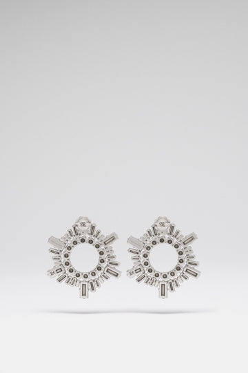 Begum Earrings Mini White Crystals With Silver Base