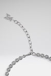 Tennis Necklace White Crystals With Silver Base