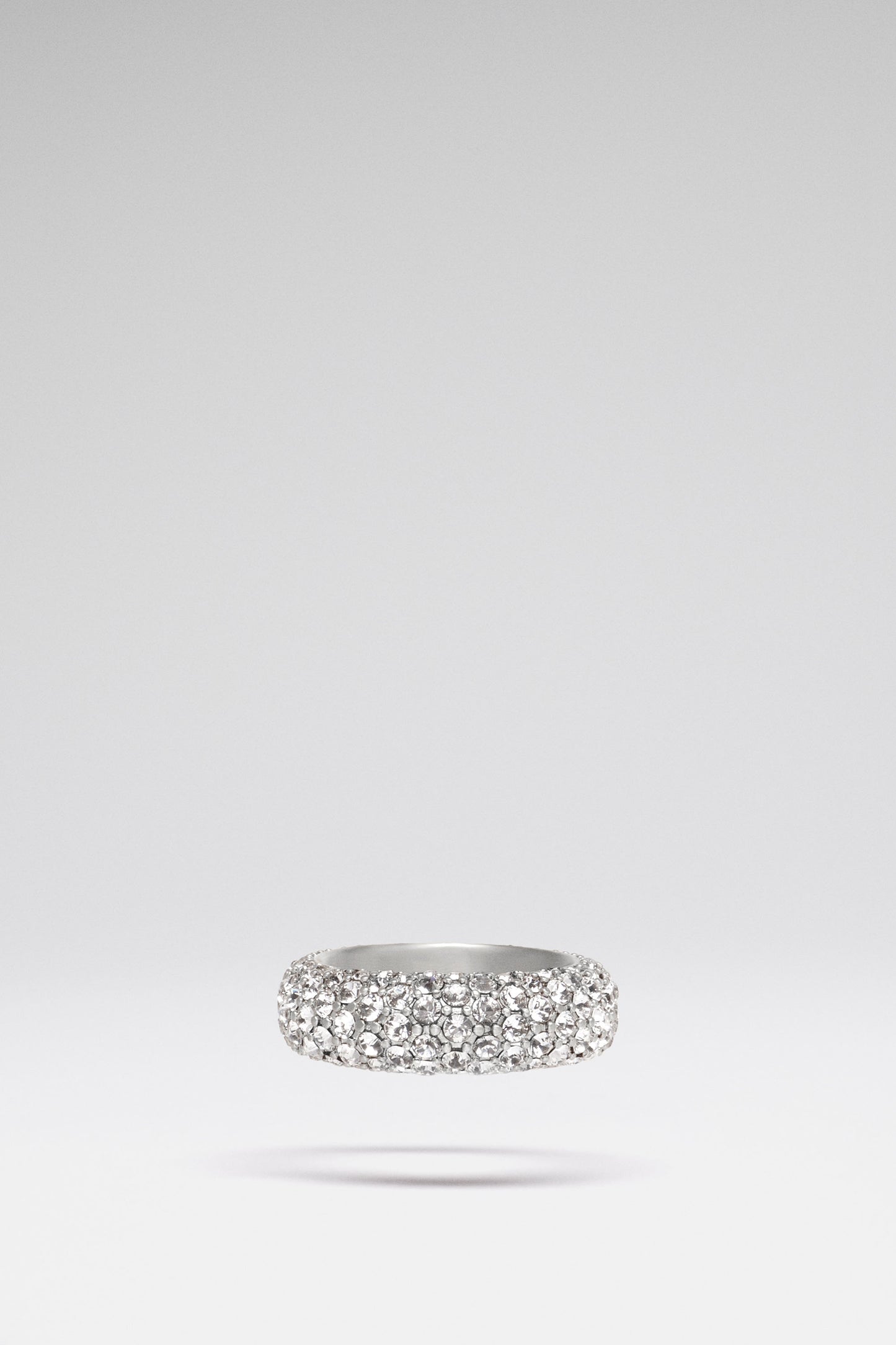 Cameron Ring White Crystals With Silver Base