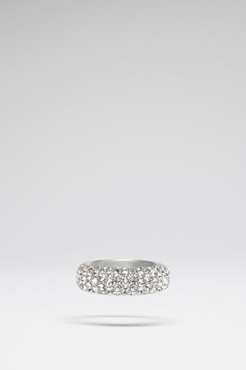 Cameron Ring White Crystals With Silver Base