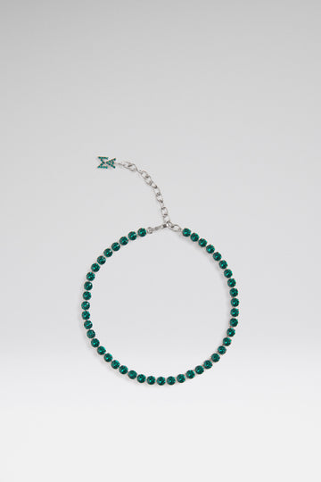 Tennis Anklet Emerald Green Crystals With Silver Base