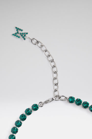 Tennis Anklet Emerald Green Crystals With Silver Base