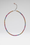 Tennis Necklace Unicorn Rainbow Crystals With Silver Base