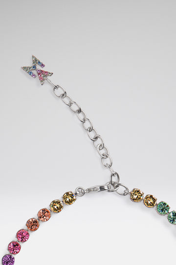 Tennis Anklet Unicorn Rainbow Crystals With Silver Base