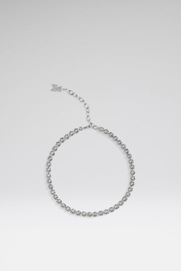 Tennis Anklet White Crystals With Silver Base