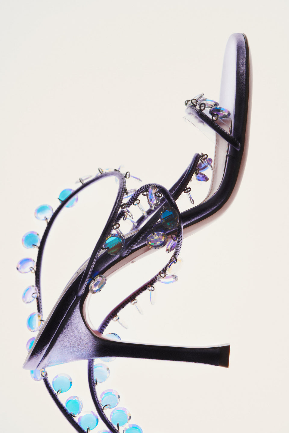 Tina Lace Up Sandal 95 Dusty Lilac Metallic Nappa And Crystal Pendants