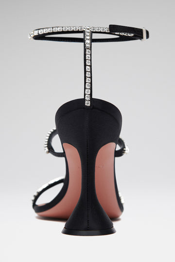 Gilda Sandal 95 Black Satin And White Crystals
