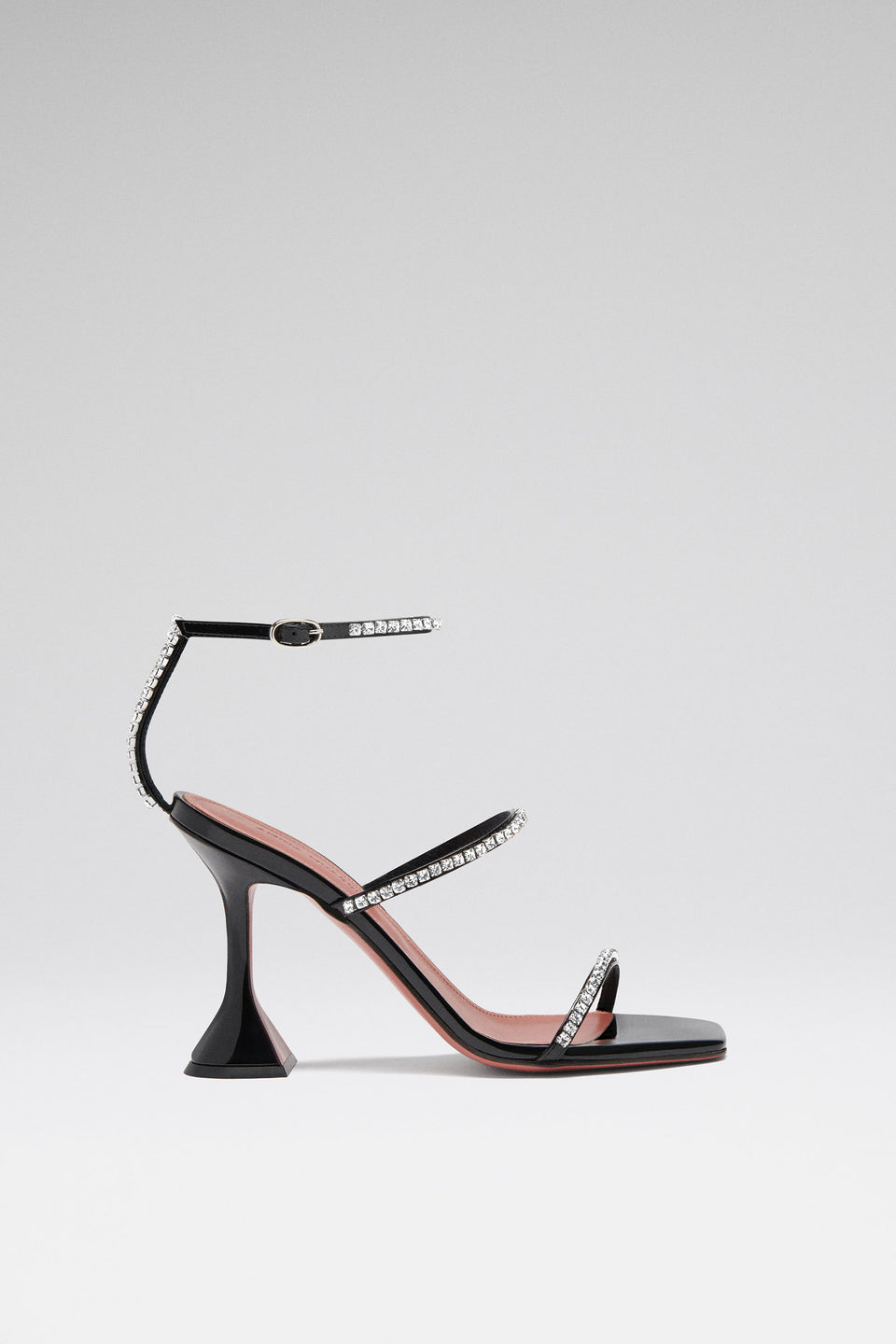 Gilda Sandal Black Patent And White Crystals
